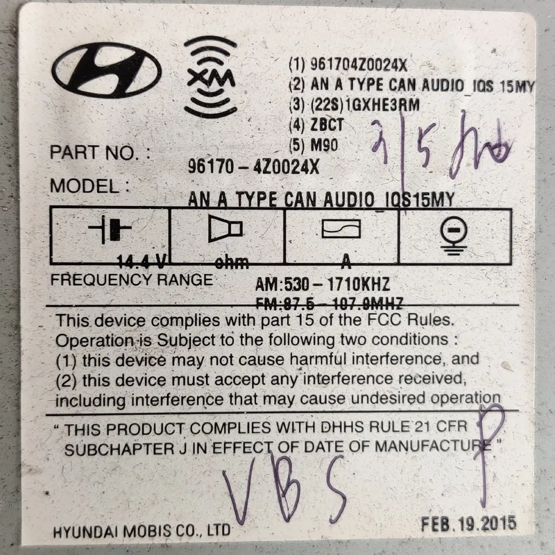 Магнітола Hyundai Santa Fe 12-18 2.4 Gdi Бензин OEM 61014035