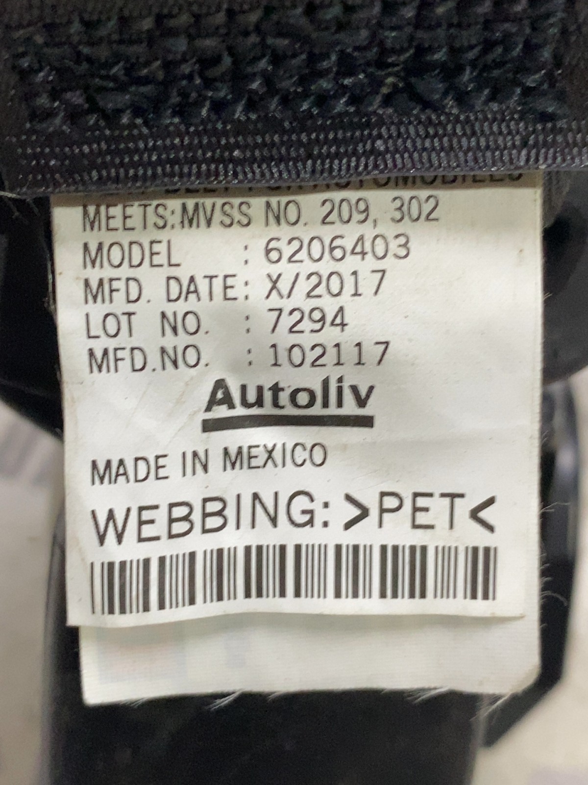 Ремінь безпеки Acura RDX 2 (12-18) 6206403