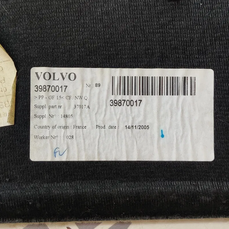 Полка багажника Volvo V50 (04-12) 2.0D задня OEM 39870017