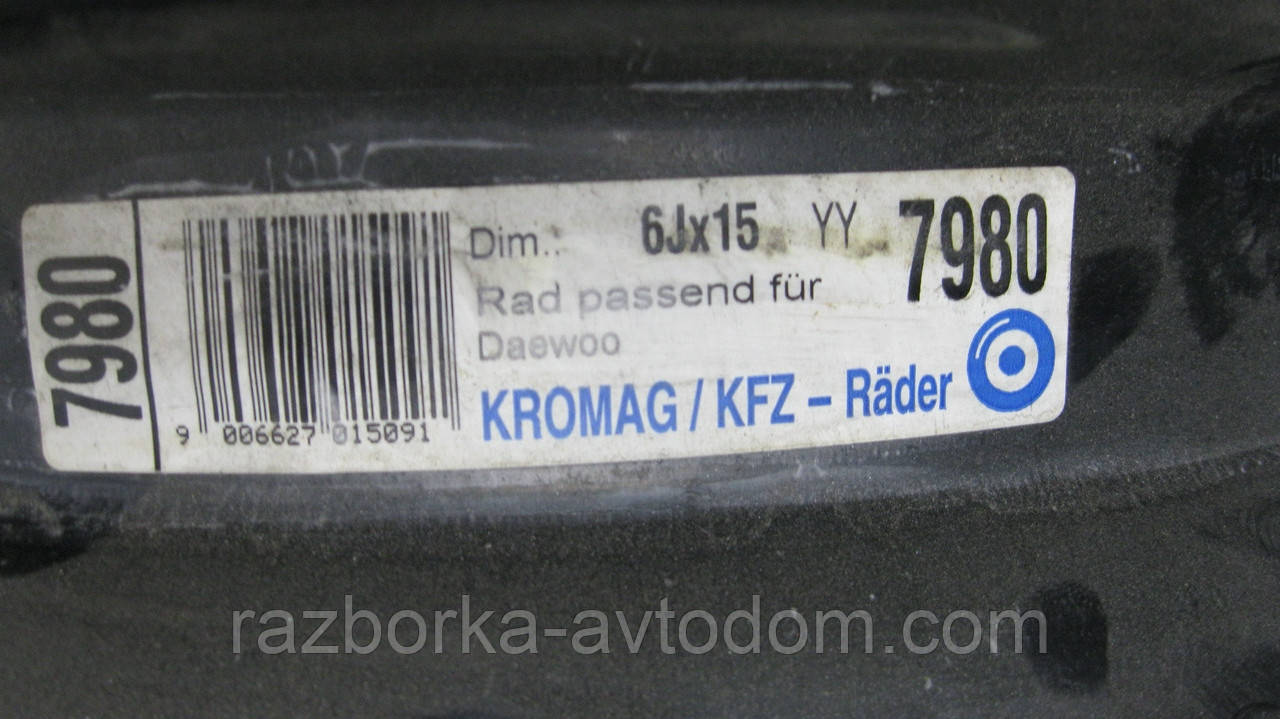 Диск колісний R15 Daewoo Leganza (1997-2002) 6Jx15 5x114.3x56.6 ET49 OE:96213449