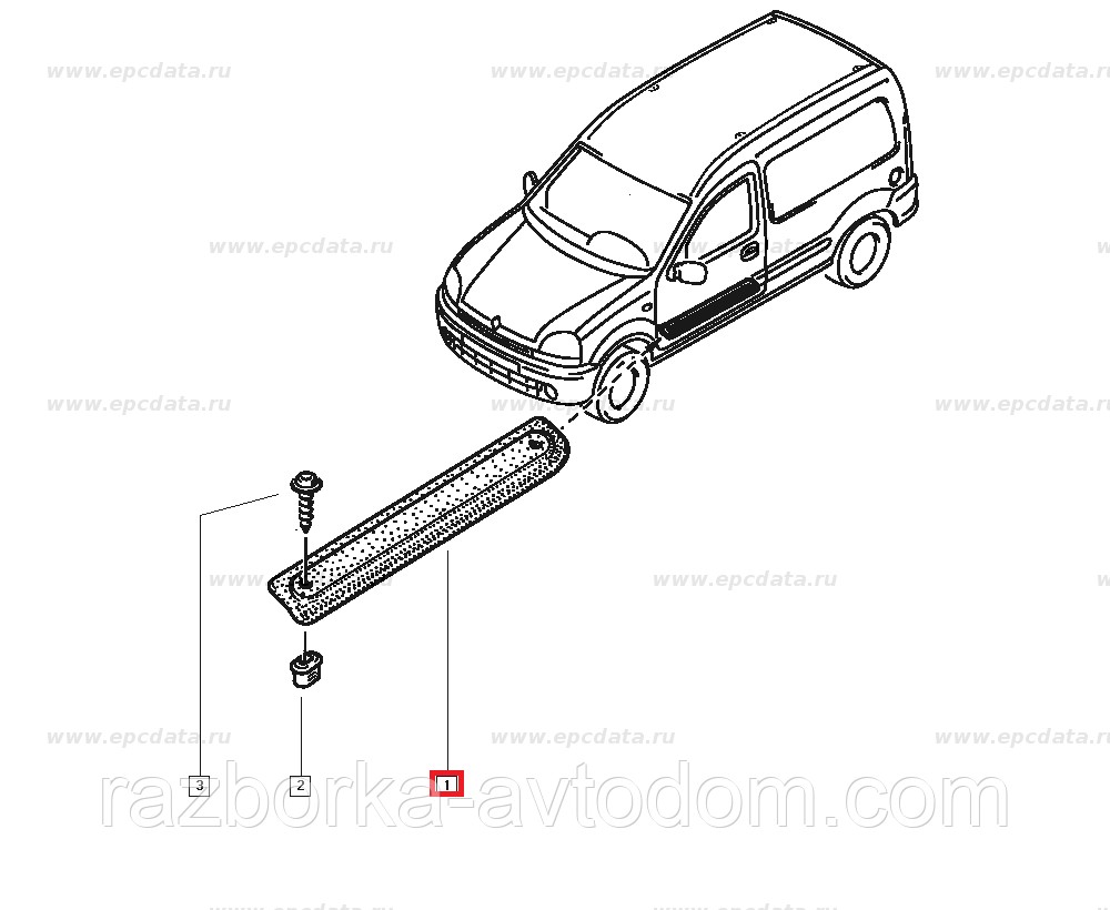 Накладка порога ліва Renault Kangoo (97-08) 7700304861