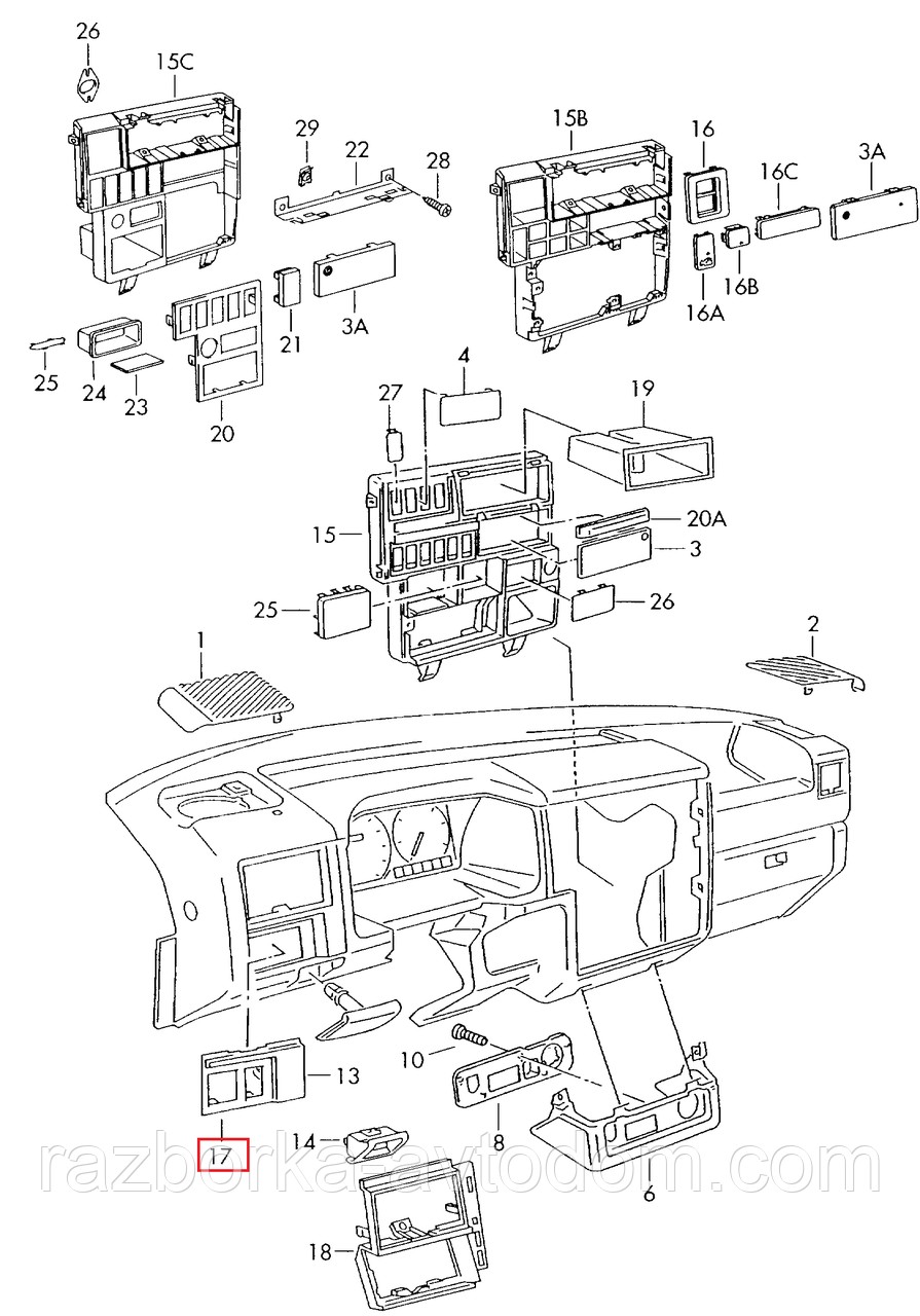 Декоративна накладка торпеди VW Transporter T4 (90-03) OE:701858099