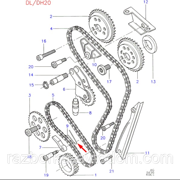 Пружина натяжителя масляного насоса  Ford Transit (00-06) ОЕ: 6176569 , 88WM6K267AC